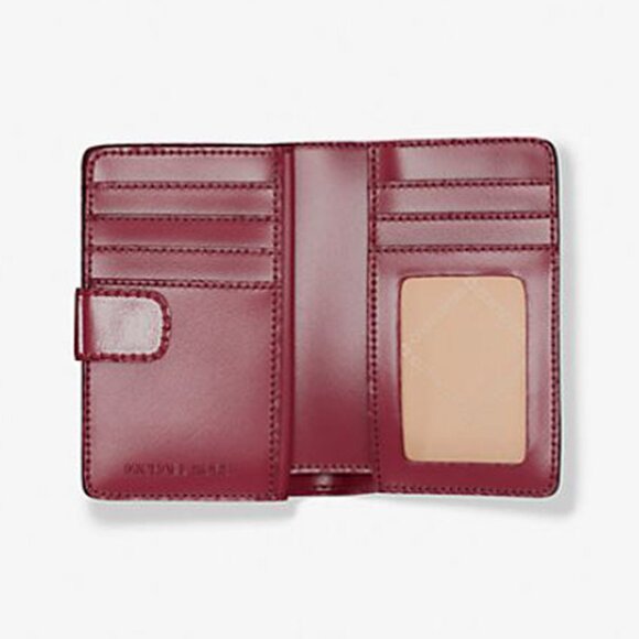 Michael Kors Jet Set Medium Two-Tone Logo Wallet Oxblood Multi 35F4GTVF6B - Picture 2 of 5